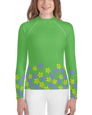 Spring Flower Gardener Floral Youth Long Sleeve UPF 50+ Swim Shirt