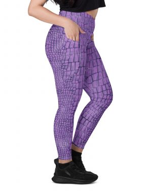 Randall Costume Purple Lizard Dragon Reptile Crossover leggings with pockets