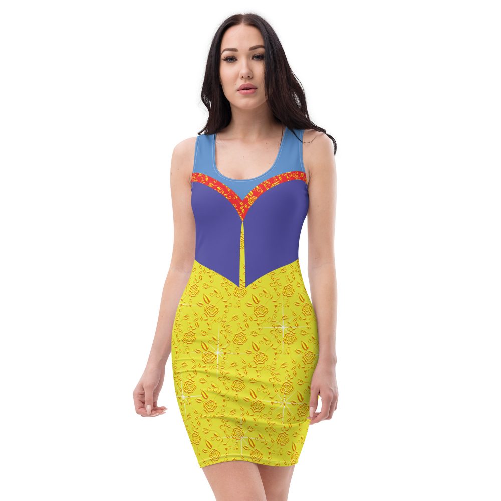 Snow White Costume Princess Cosplay Halloween Fitted Bodycon Dress