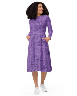 Randall Costume Purple Lizard Dragon Reptile Long Sleeve Midi Dress