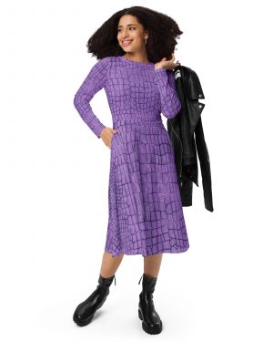 Randall Costume Purple Lizard Dragon Reptile Long Sleeve Midi Dress