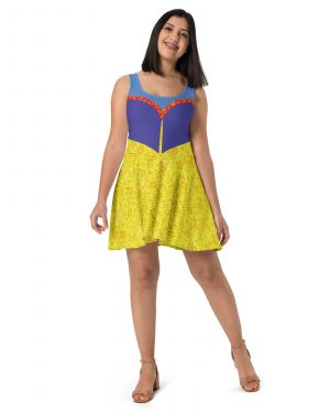 Snow White Costume Princess Cosplay Halloween Skater Dress