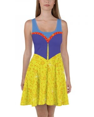 Snow White Costume Princess Cosplay Halloween Skater Dress