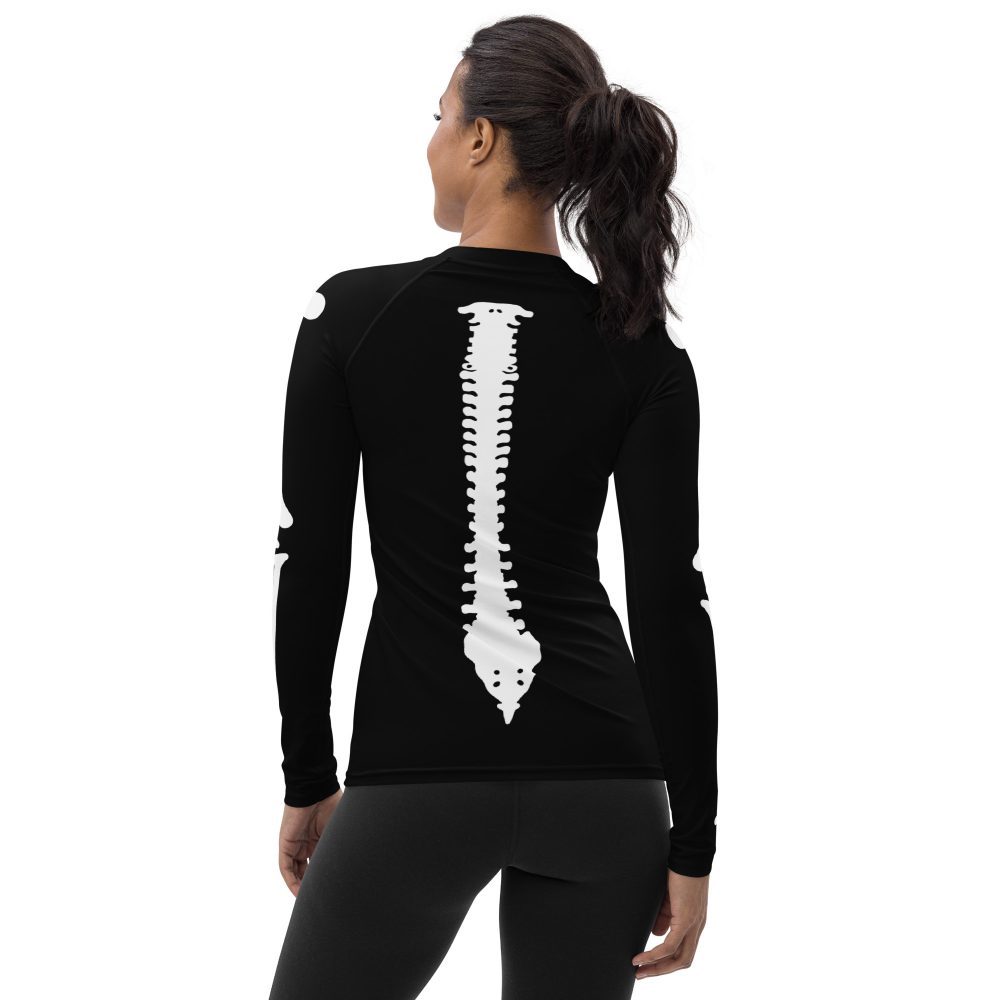 Pregnant Skeleton Baby Twins Halloween Cosplay Costume Women's Rash Guard - Image 2