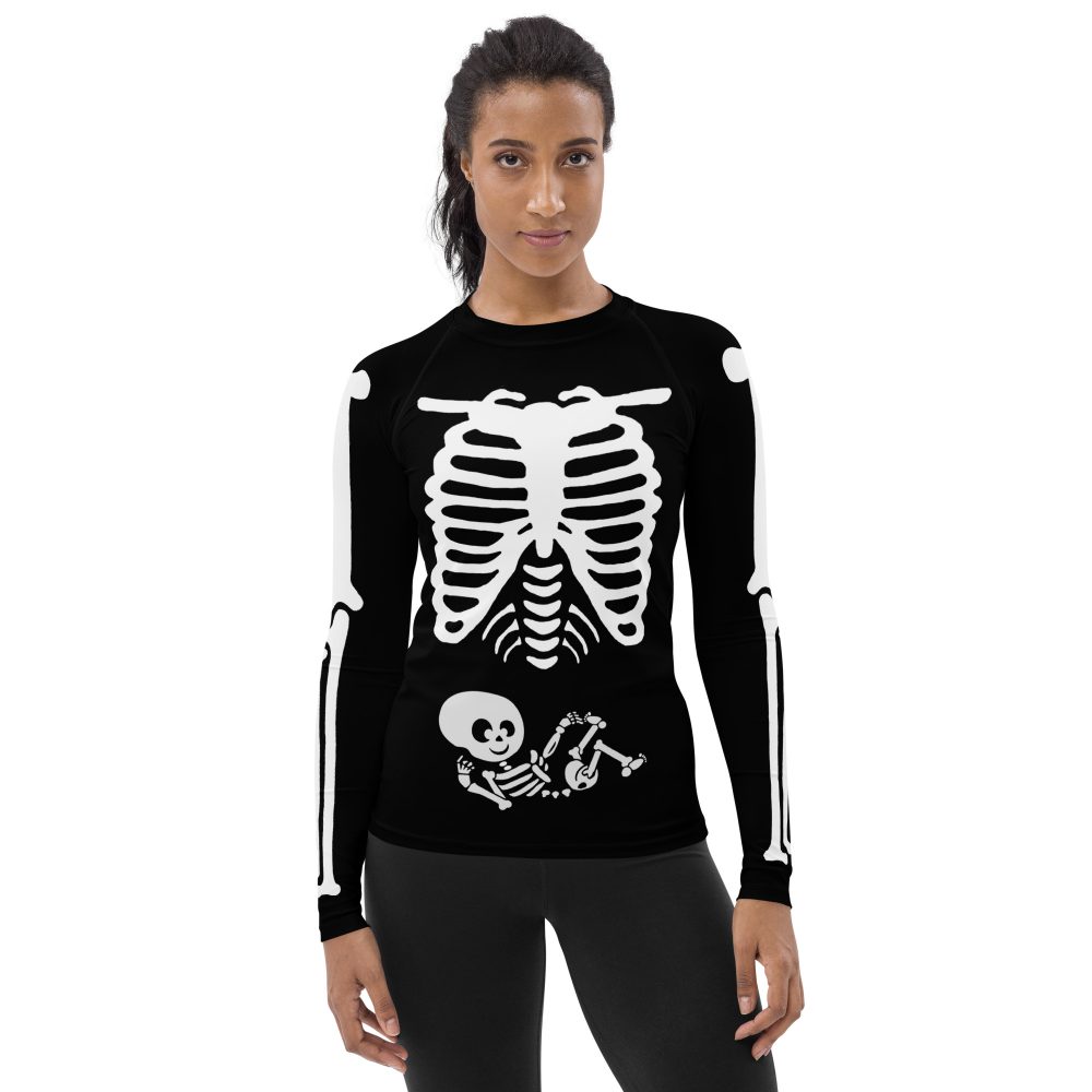 Pregnant Skeleton Baby Halloween Cosplay Costume Women's Rash Guard