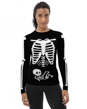 Pregnant Skeleton Baby Halloween Cosplay Costume Women’s Rash Guard