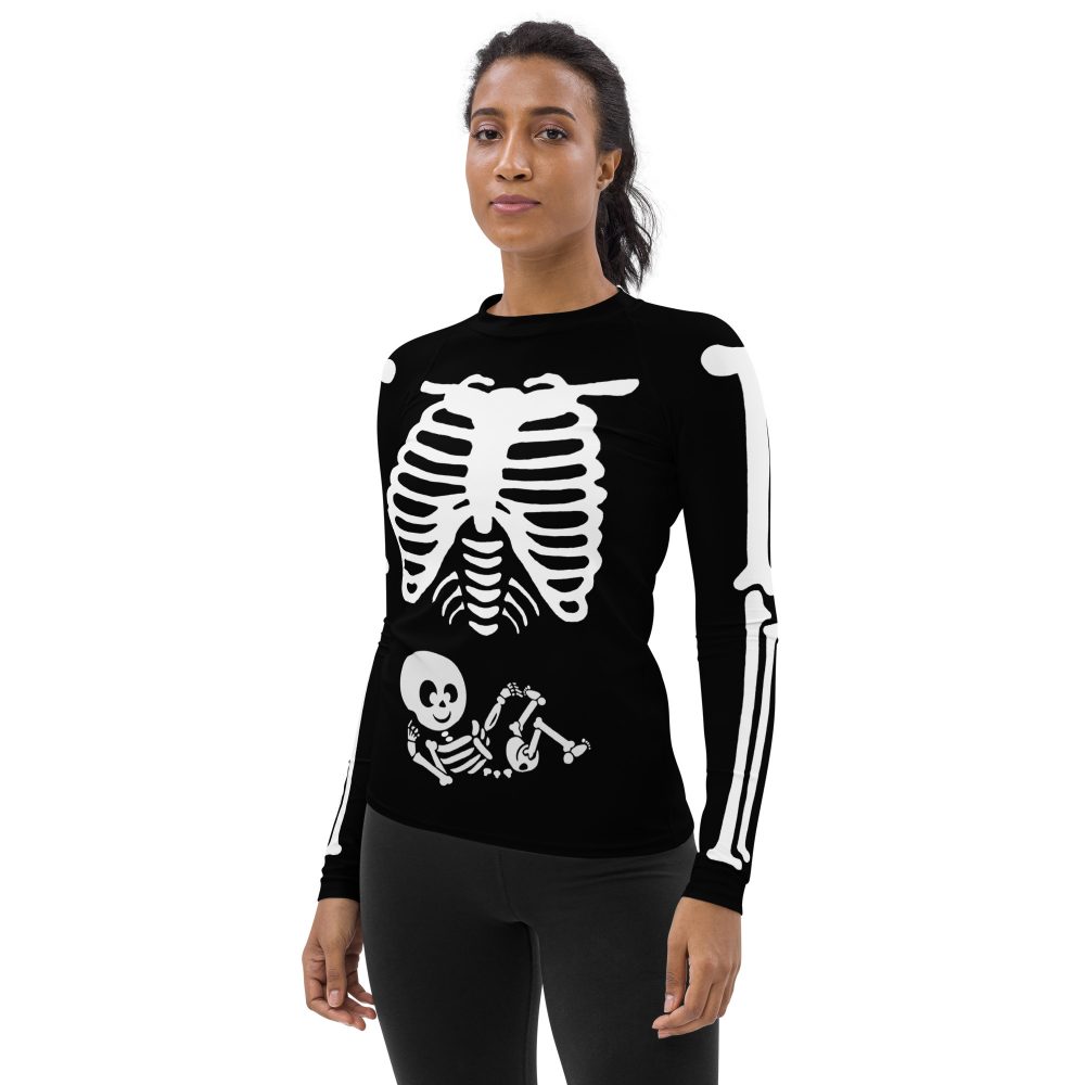Pregnant Skeleton Baby Halloween Cosplay Costume Women's Rash Guard - Image 6