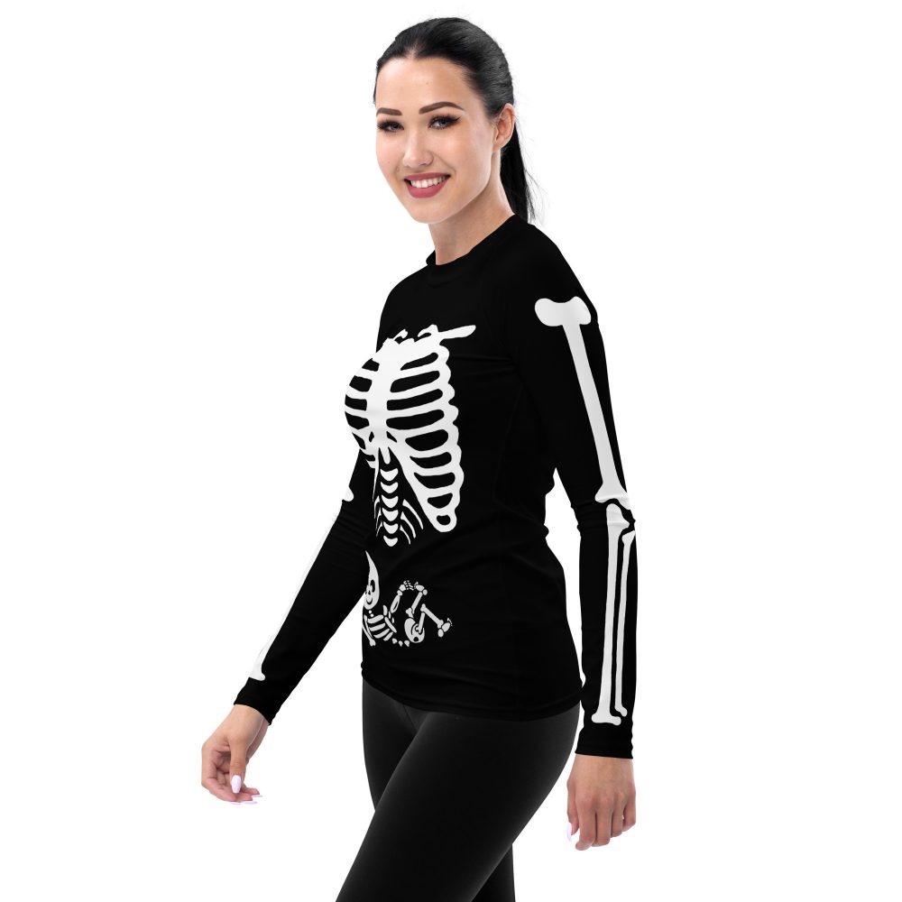 Pregnant Skeleton Baby Halloween Cosplay Costume Women's Rash Guard - Image 4