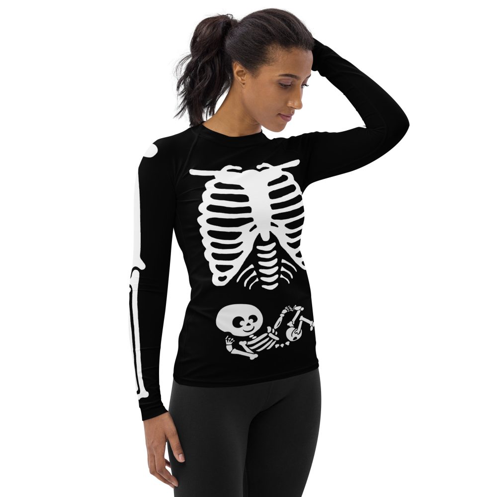 Pregnant Skeleton Baby Halloween Cosplay Costume Women's Rash Guard - Image 7