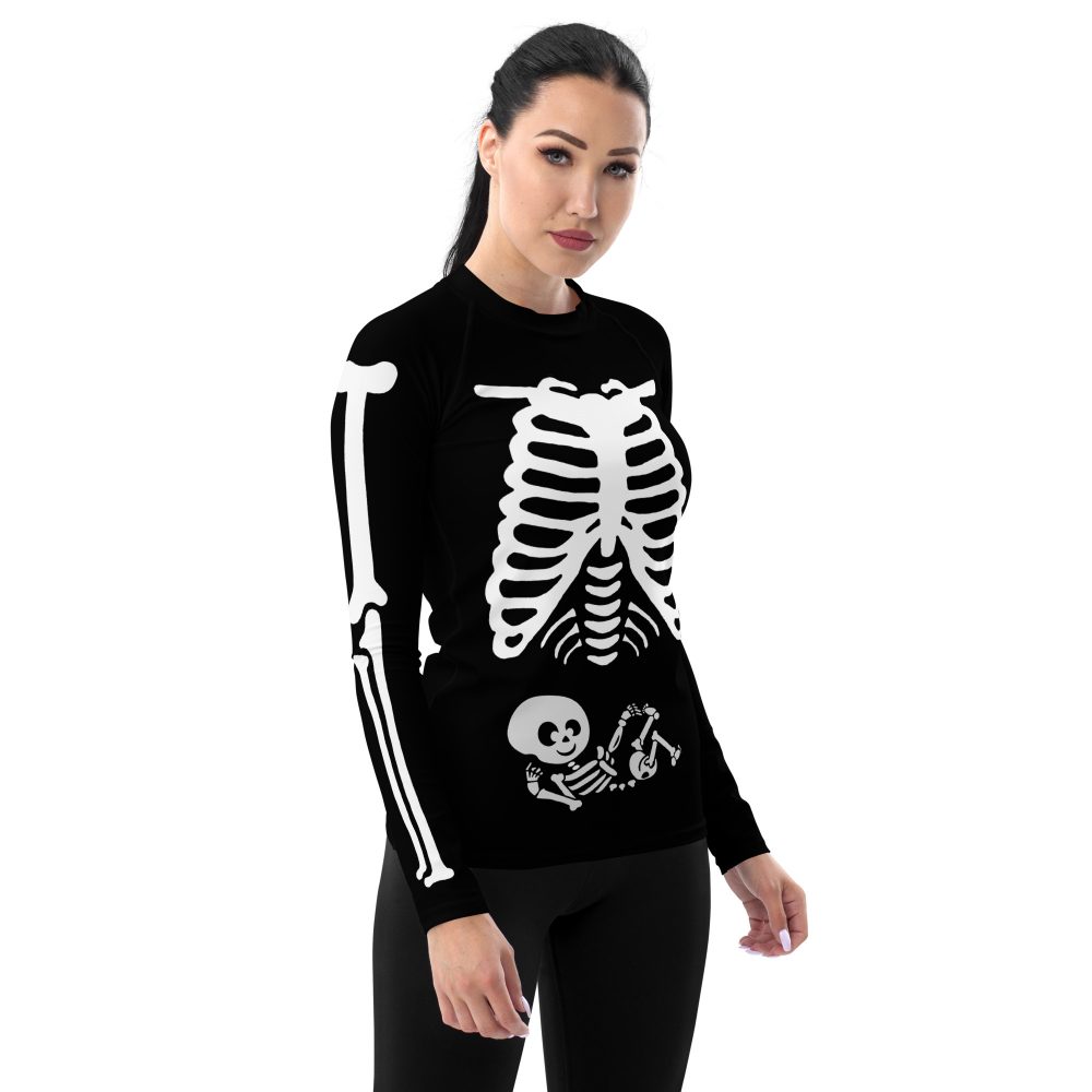Pregnant Skeleton Baby Halloween Cosplay Costume Women's Rash Guard - Image 5