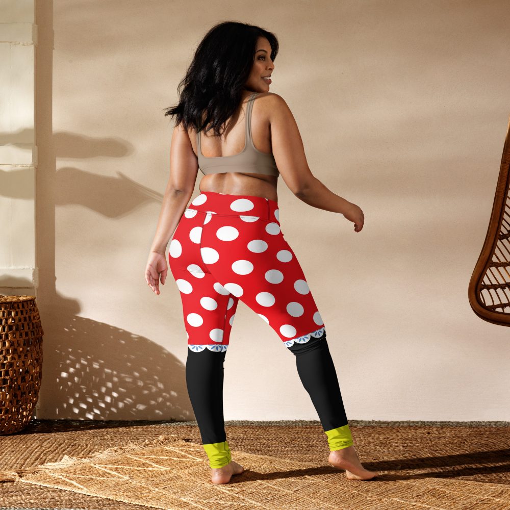 Mouse Costume Red White Polka Dot Yoga Leggings - Image 7