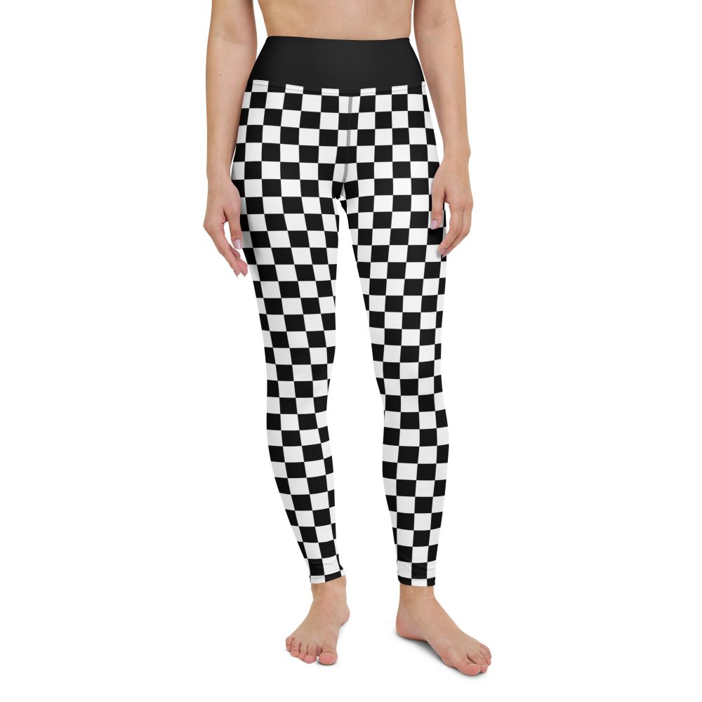 Checkered Black and White Chessboard Yoga Leggings