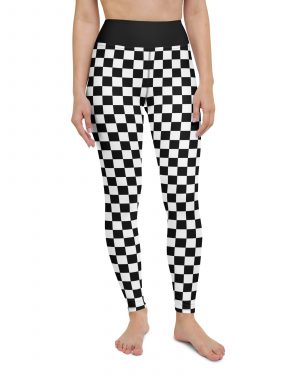 Checkered Black and White Chessboard Yoga Leggings