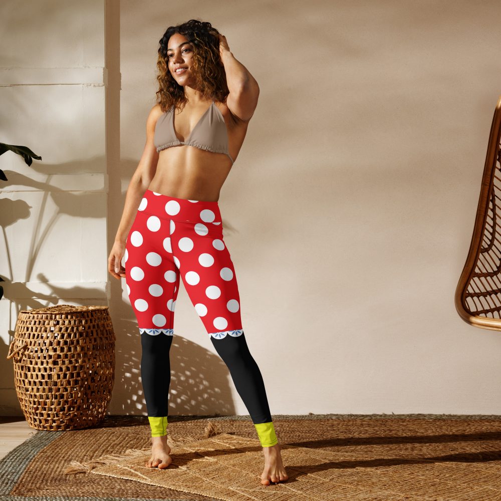 Mouse Costume Red White Polka Dot Yoga Leggings - Image 2