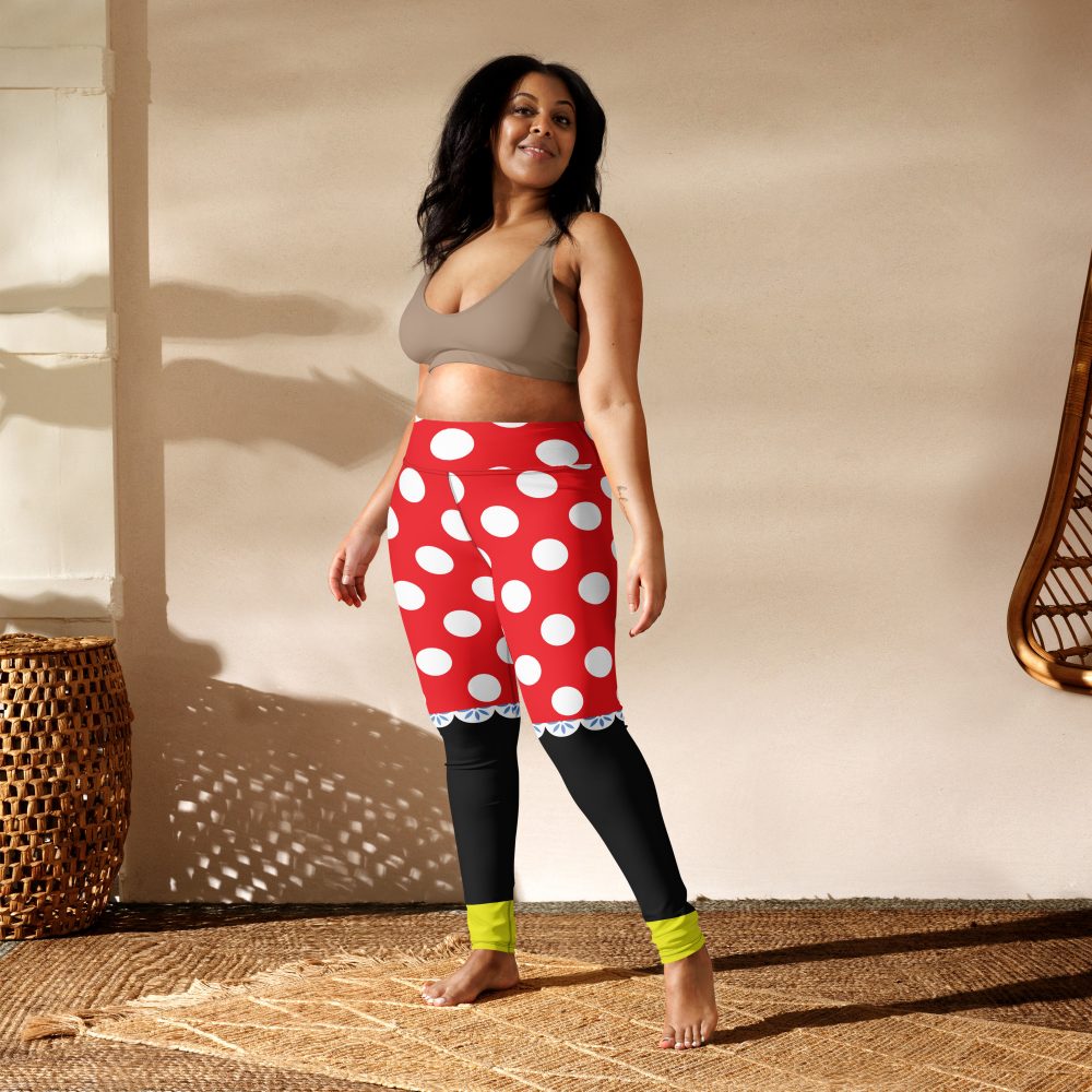 Mouse Costume Red White Polka Dot Yoga Leggings - Image 5