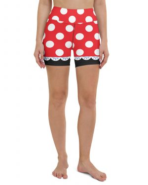 Mouse Costume Red White Polka Dot Yoga Shorts