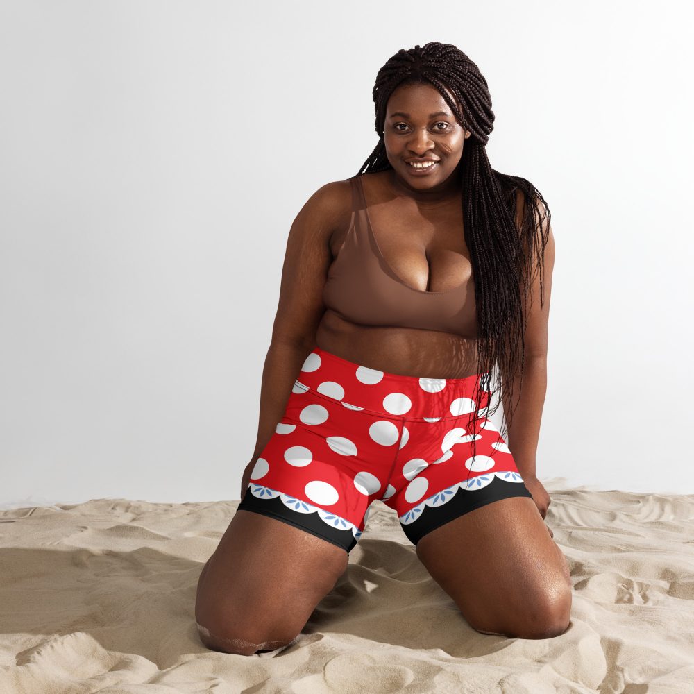 Mouse Costume Red White Polka Dot Yoga Shorts - Image 4