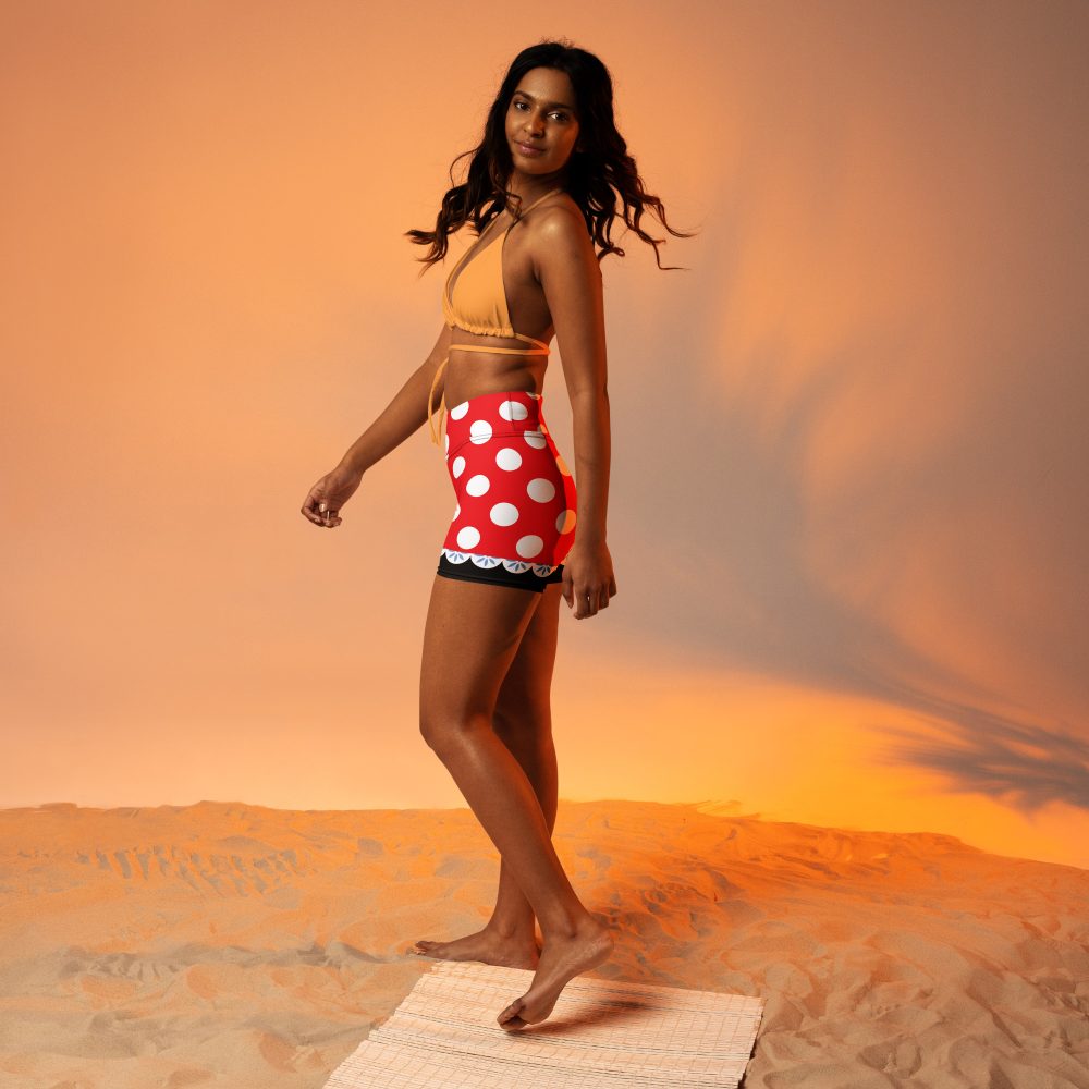 Mouse Costume Red White Polka Dot Yoga Shorts - Image 2