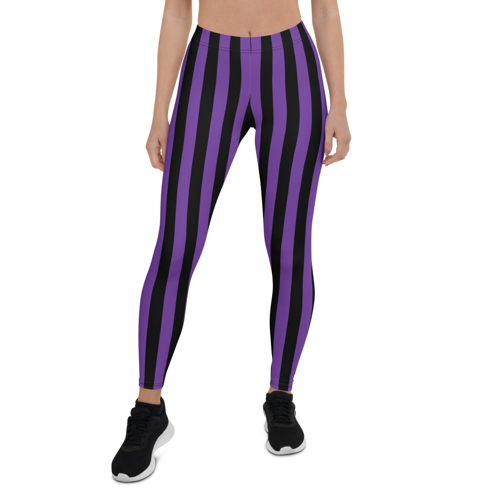 Violet - Purple and Black Stripes Pirate Witch Goth Costume Striped Leggings