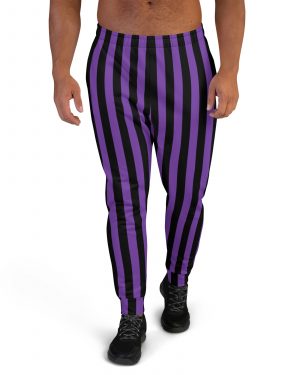 Violet – Purple and Black Stripes Pirate Witch Goth Costume Striped Men’s Joggers
