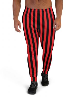 Red and Black Stripes Pirate Witch Goth Costume Striped Men’s Slim Fit Joggers