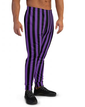 Violet – Purple and Black Stripes Pirate Witch Goth Costume Striped Men’s Joggers