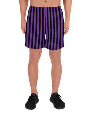 Violet – Purple and Black Stripes Pirate Witch Goth Costume Striped Men’s Athletic Shorts