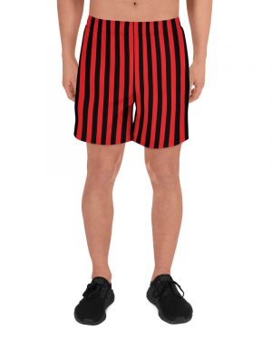 Red and Black Stripes Pirate Witch Goth Costume Striped Men’s Athletic Shorts
