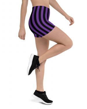 Violet – Purple and Black Stripes Pirate Witch Goth Costume Striped Shorts