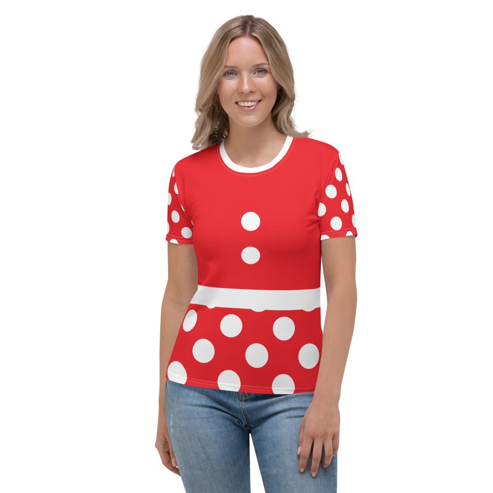 Mouse Costume Red White Polka Dot Women's T-shirt - Image 2