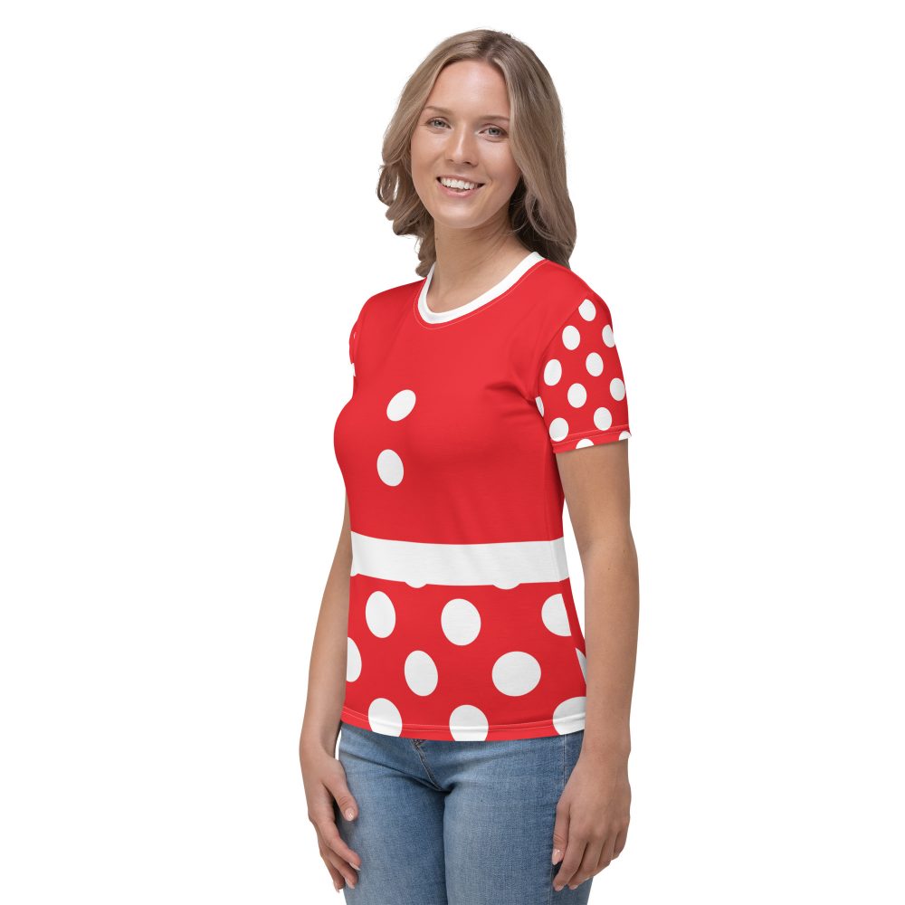 Mouse Costume Red White Polka Dot Women's T-shirt - Image 3