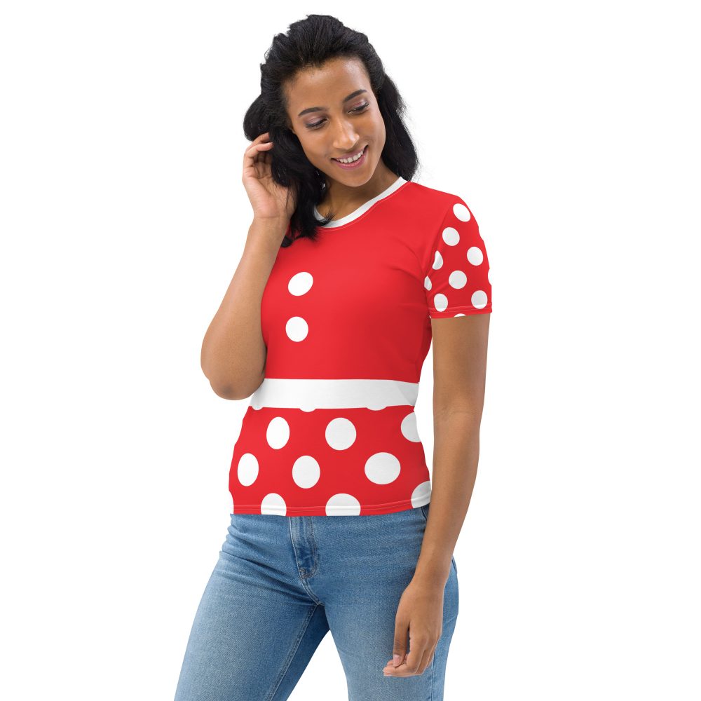 Mouse Costume Red White Polka Dot Women's T-shirt - Image 7