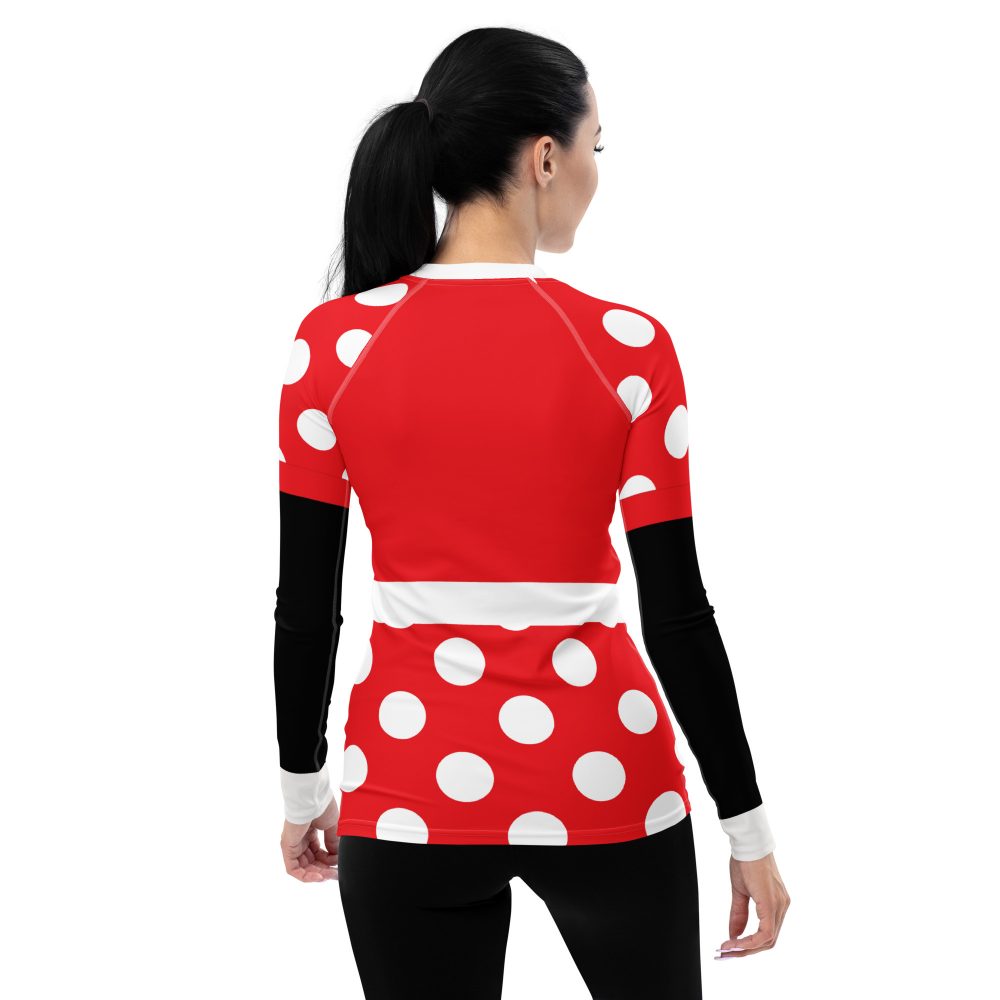 Mouse Costume Red White Polka Dot Women's Rash Guard - Image 4