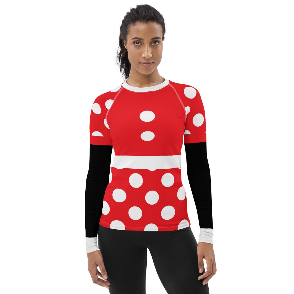 Mouse Costume Red White Polka Dot Women's Rash Guard