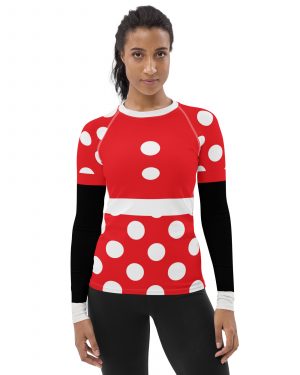 Mouse Costume Red White Polka Dot Women’s Rash Guard