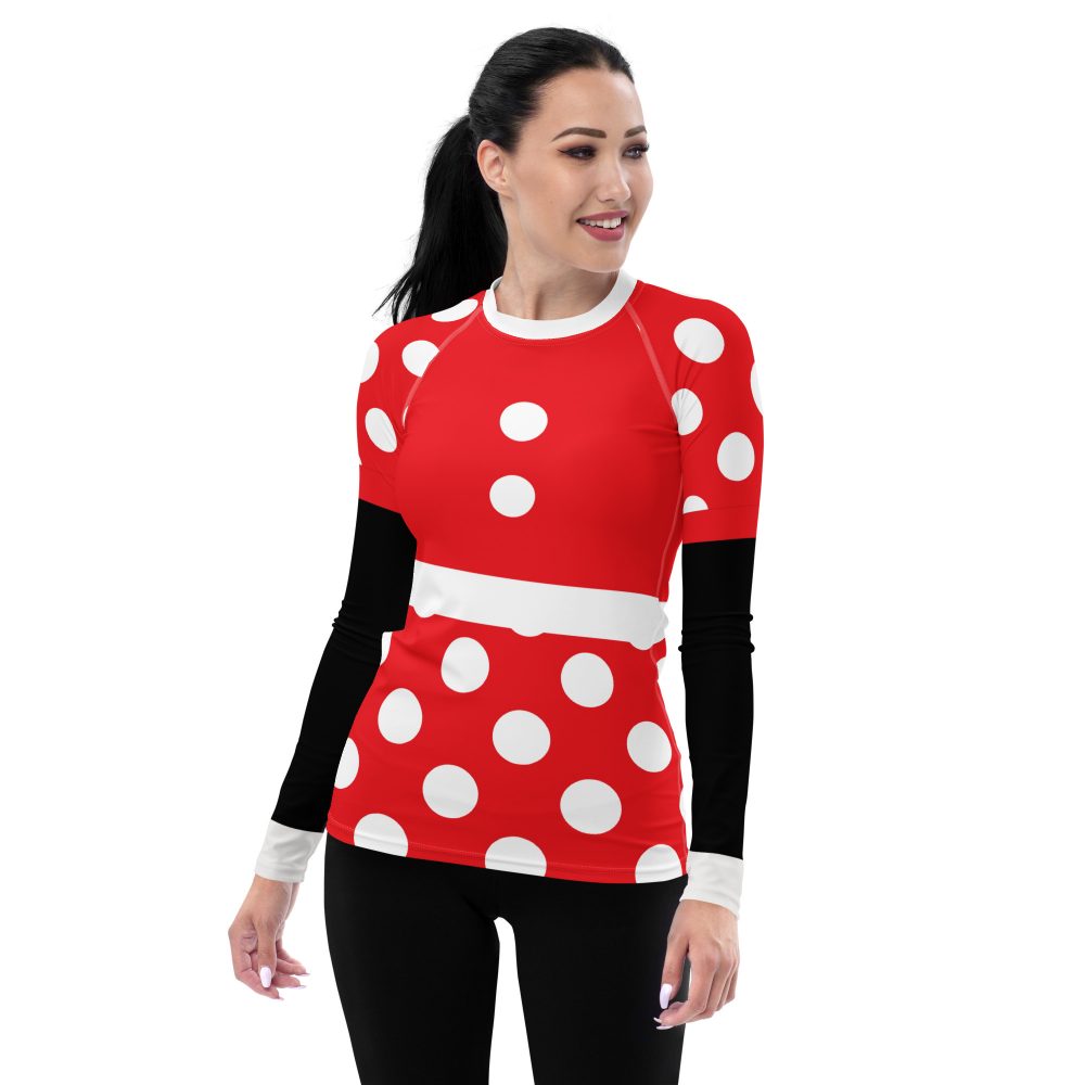 Mouse Costume Red White Polka Dot Women's Rash Guard - Image 2