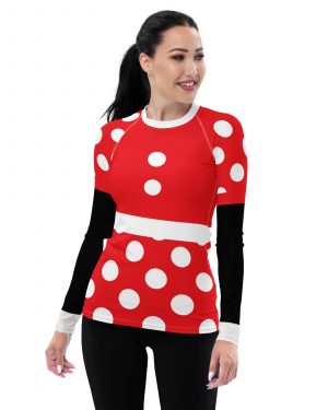 Mouse Costume Red White Polka Dot Women’s Rash Guard