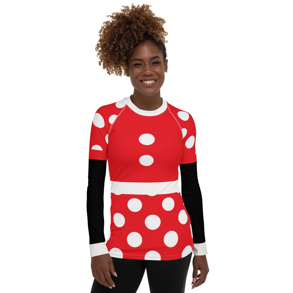 Mouse Costume Red White Polka Dot Women's Rash Guard - Image 3