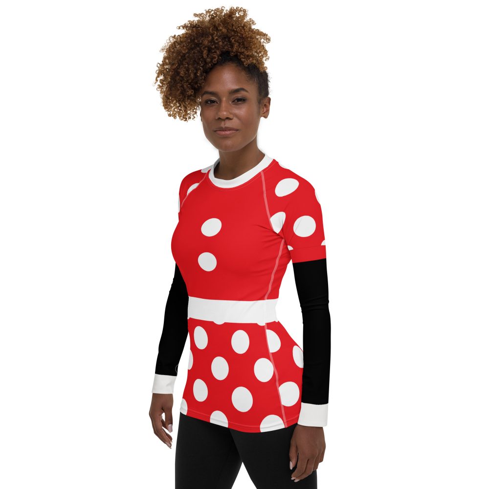 Mouse Costume Red White Polka Dot Women's Rash Guard - Image 7