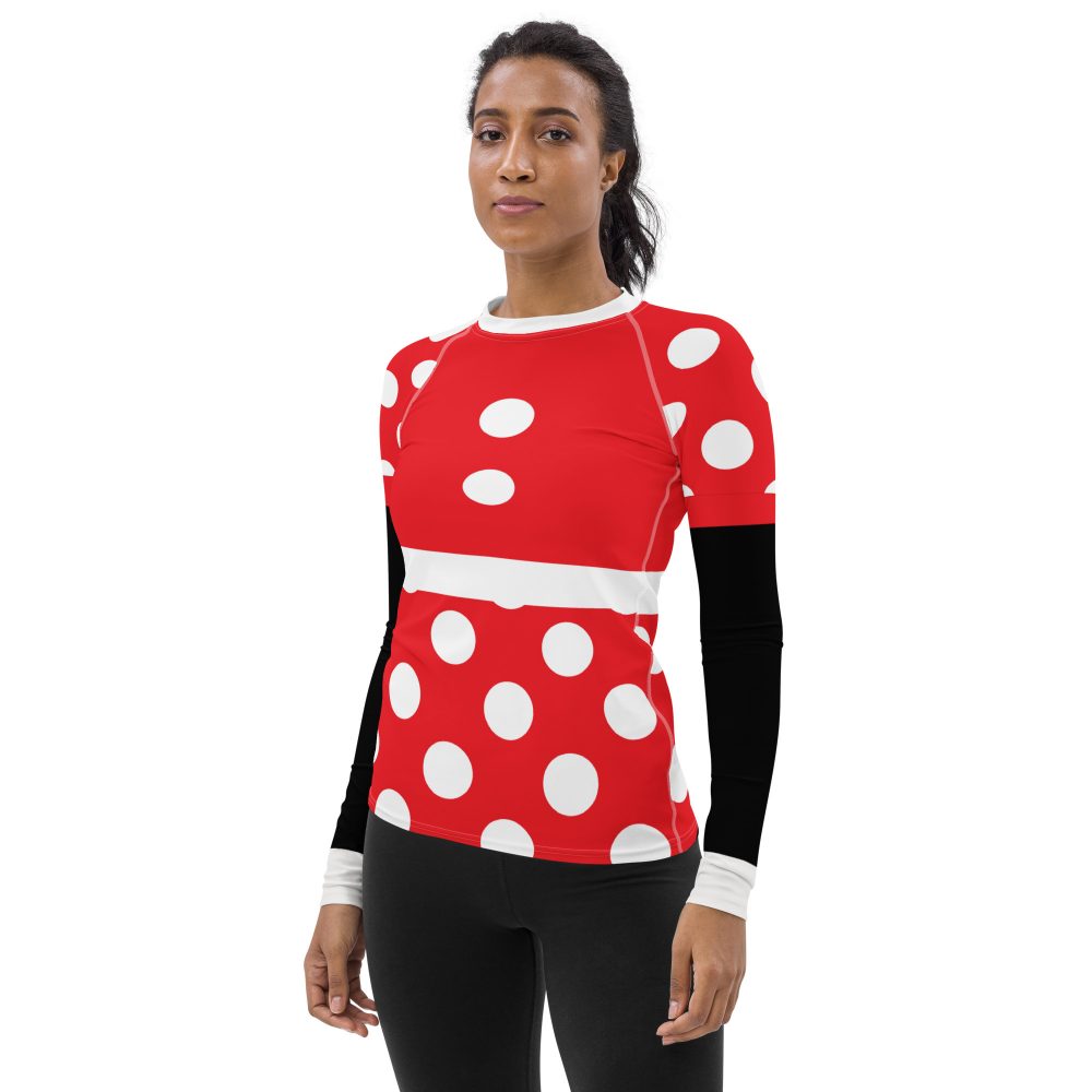 Mouse Costume Red White Polka Dot Women's Rash Guard - Image 11