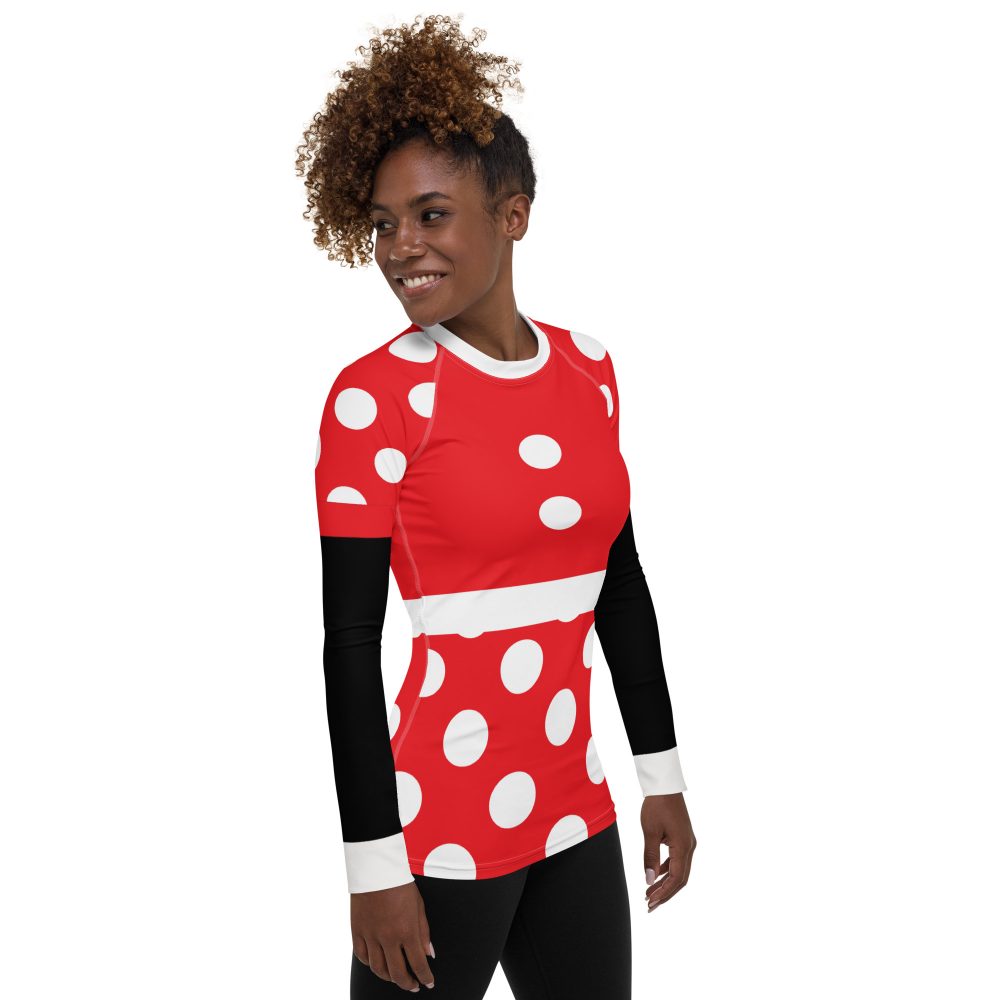 Mouse Costume Red White Polka Dot Women's Rash Guard - Image 9