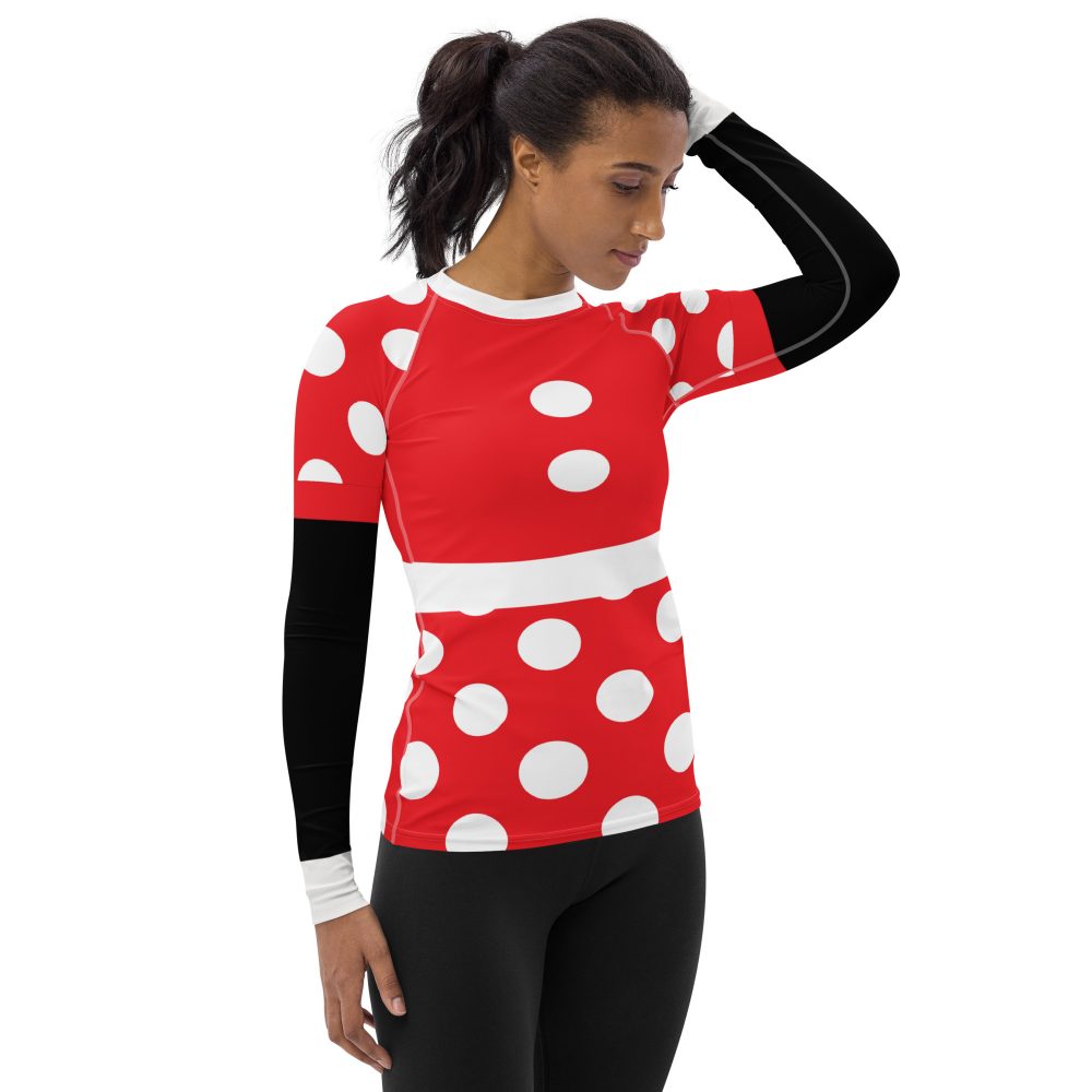Mouse Costume Red White Polka Dot Women's Rash Guard - Image 12