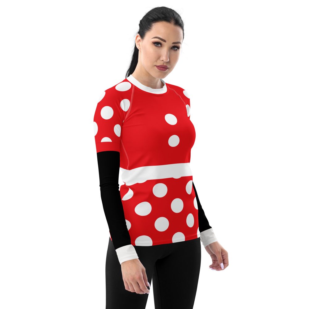 Mouse Costume Red White Polka Dot Women's Rash Guard - Image 8