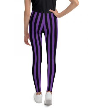 Violet – Purple and Black Stripes Pirate Witch Goth Costume Striped Youth Leggings