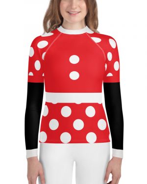 Mouse Costume Red White Polka Dot Youth Long Sleeve Shirt