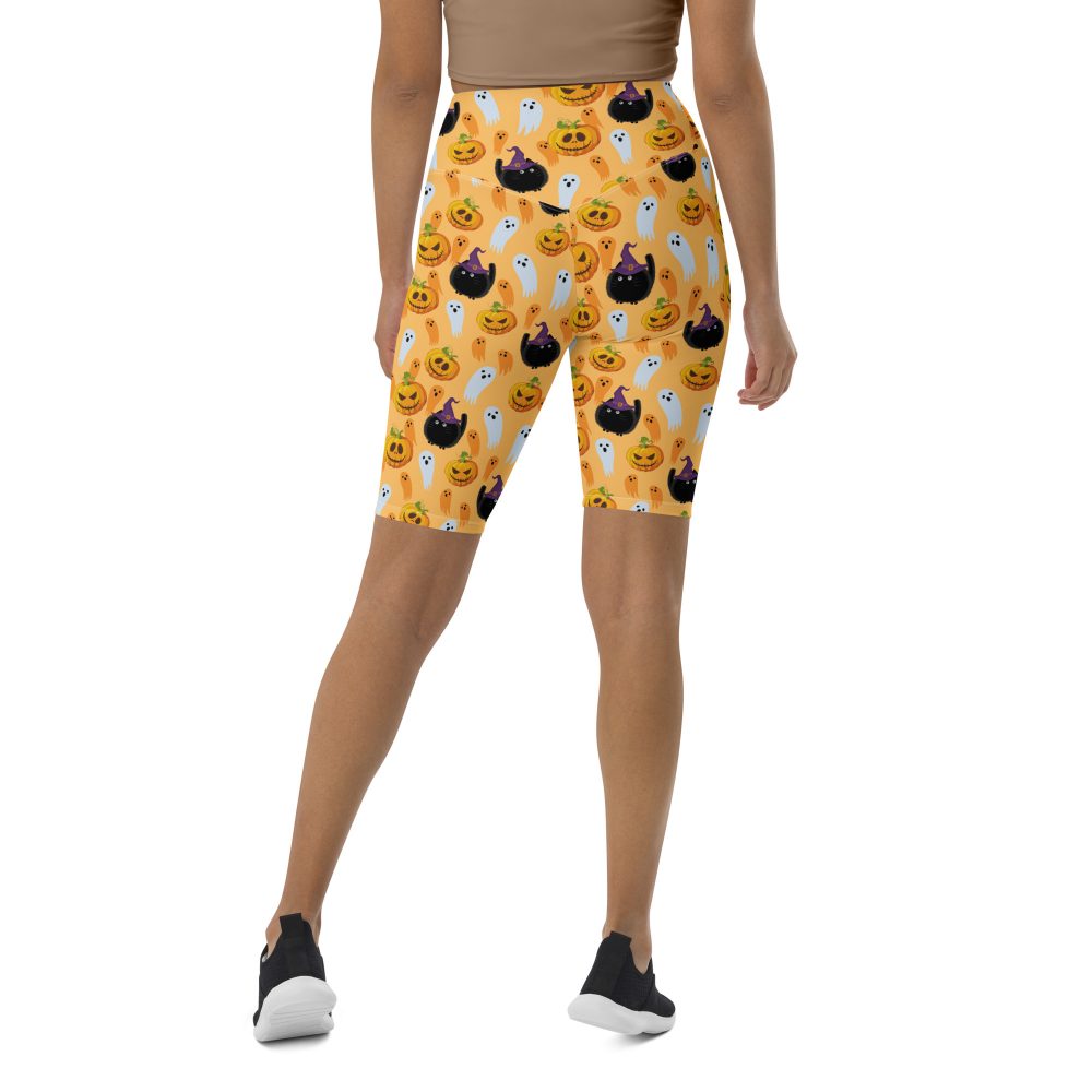 Pumpkin Ghost Cats Halloween Bike Shorts - Image 12