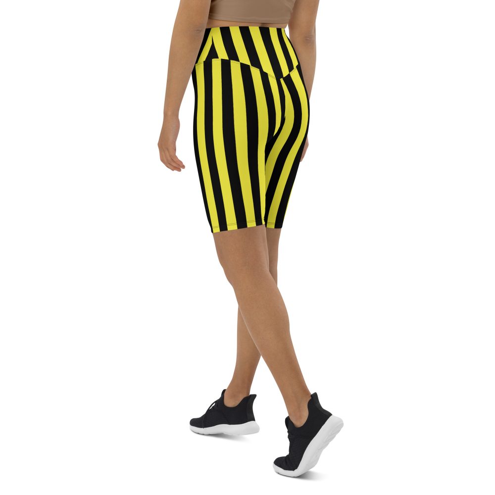 Yellow and Black Stripes Pirate Witch Goth Costume Striped Biker Shorts - Image 10