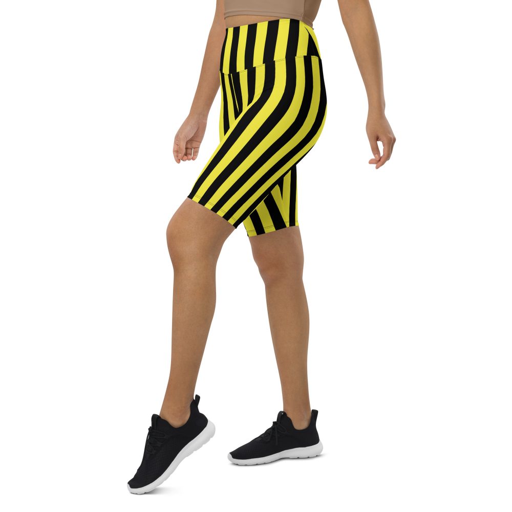 Yellow and Black Stripes Pirate Witch Goth Costume Striped Biker Shorts - Image 11