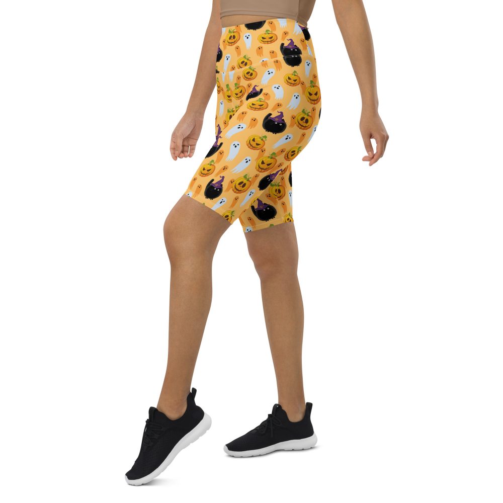 Pumpkin Ghost Cats Halloween Bike Shorts - Image 11