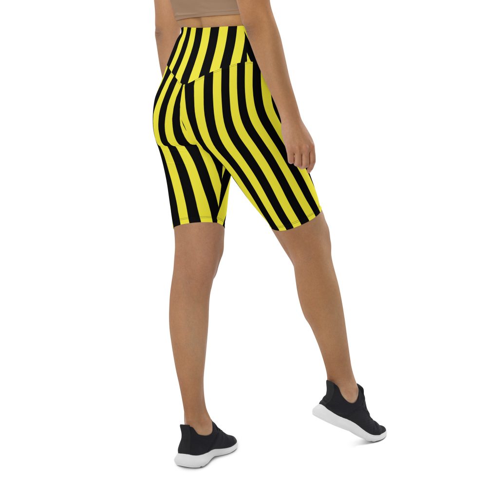Yellow and Black Stripes Pirate Witch Goth Costume Striped Biker Shorts - Image 8